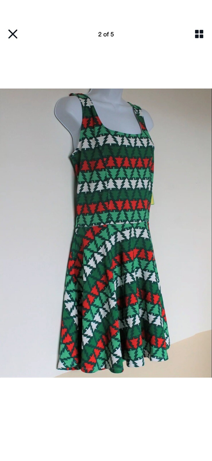 Tipsy Elves Christmas Holiday Red And Green Pine Tree Princess Dress S Small