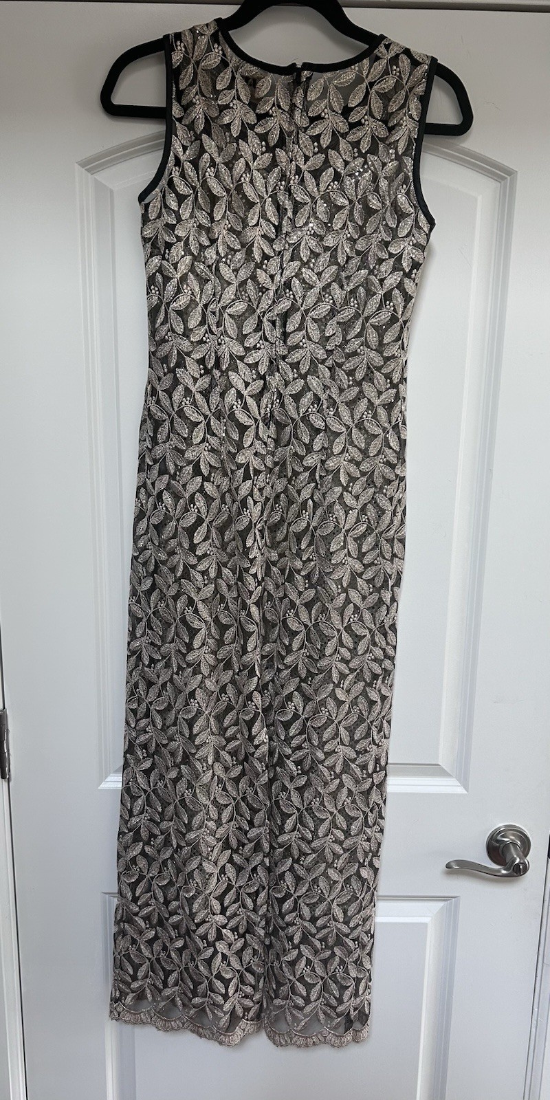 Sam Sheer Embroidered Glitter Slip Lined Cocktail Midi Dress Women Sz S Formal