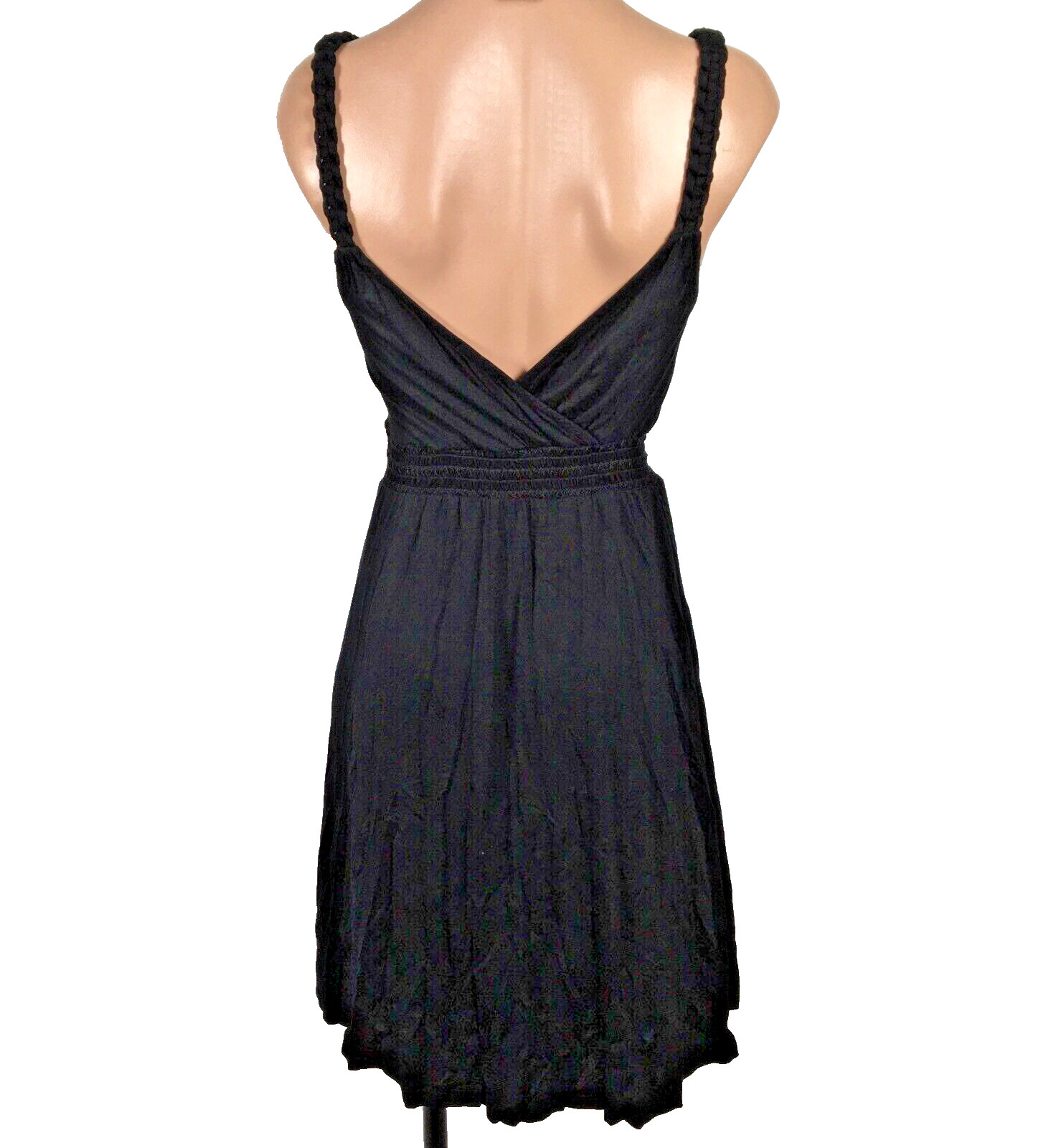 Ella Moss Crossover Braided Knotted Strap Black A-Line Fit Flare Summer Dress XS