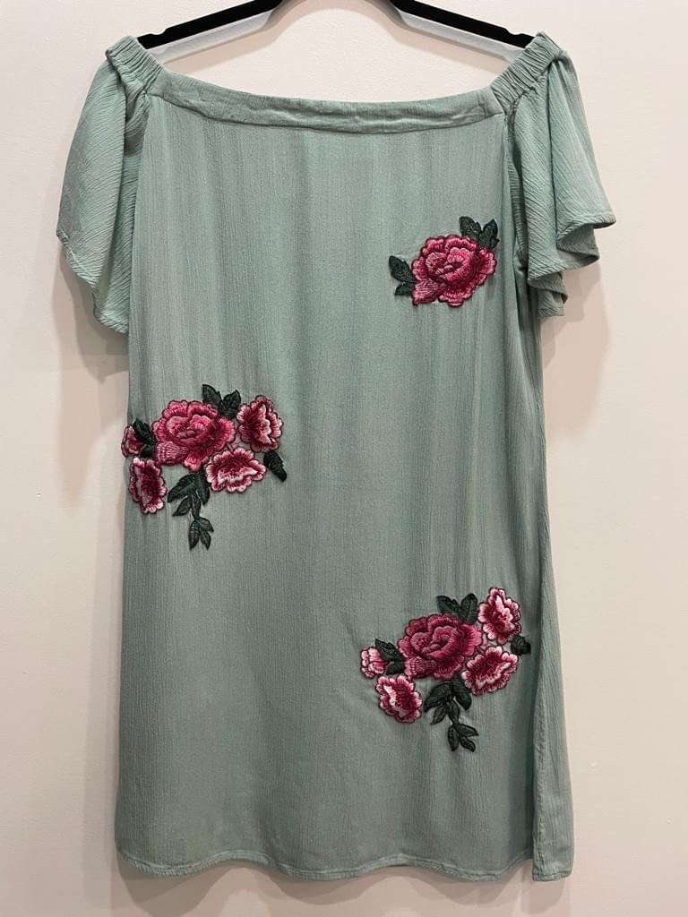 Style Envy Gauzy Floral Embroidered Off Shoulder Mini Dress S Fairy Grunge Beach