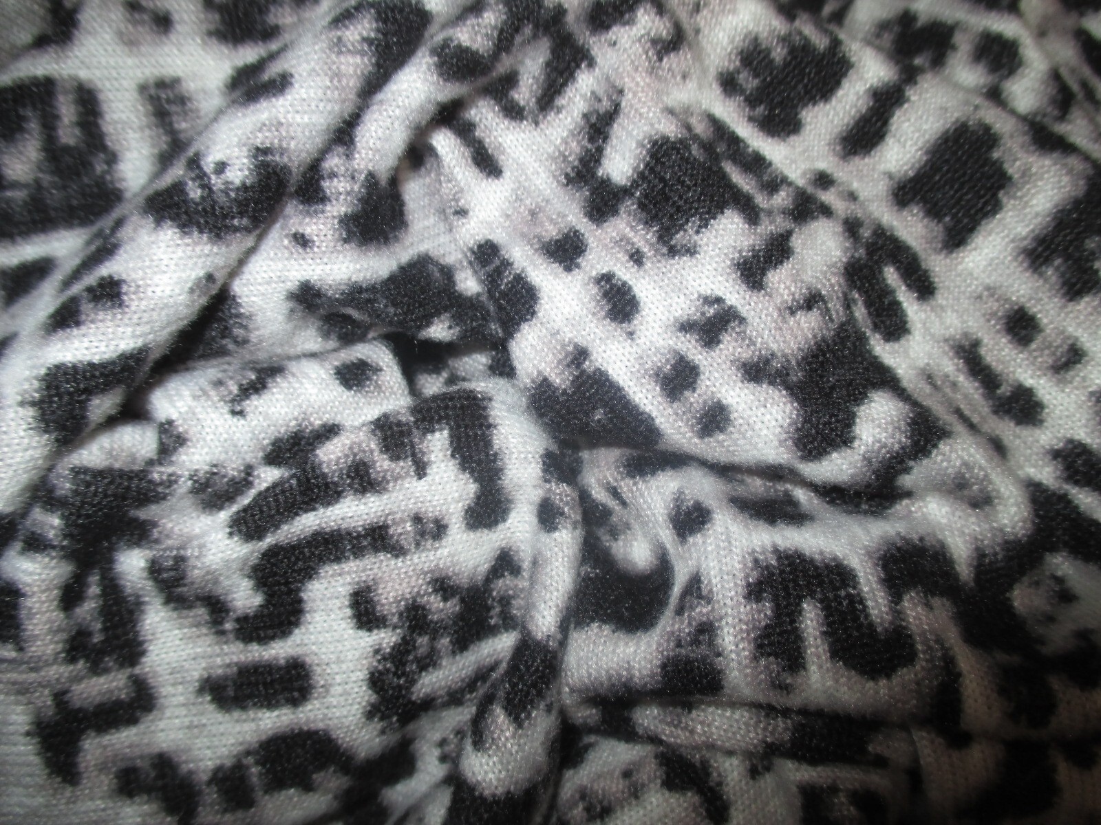 A-LINE Knee Length DRESS 2X BLACK GREY Digital Print JUST LOVE Soft Knit NWOT