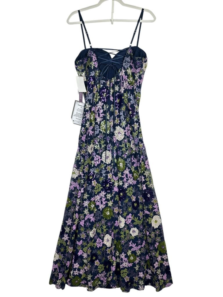 Violet Weekend Juniors Gown 13 Navy Sequin Floral Sweetheart Lace-Up Back