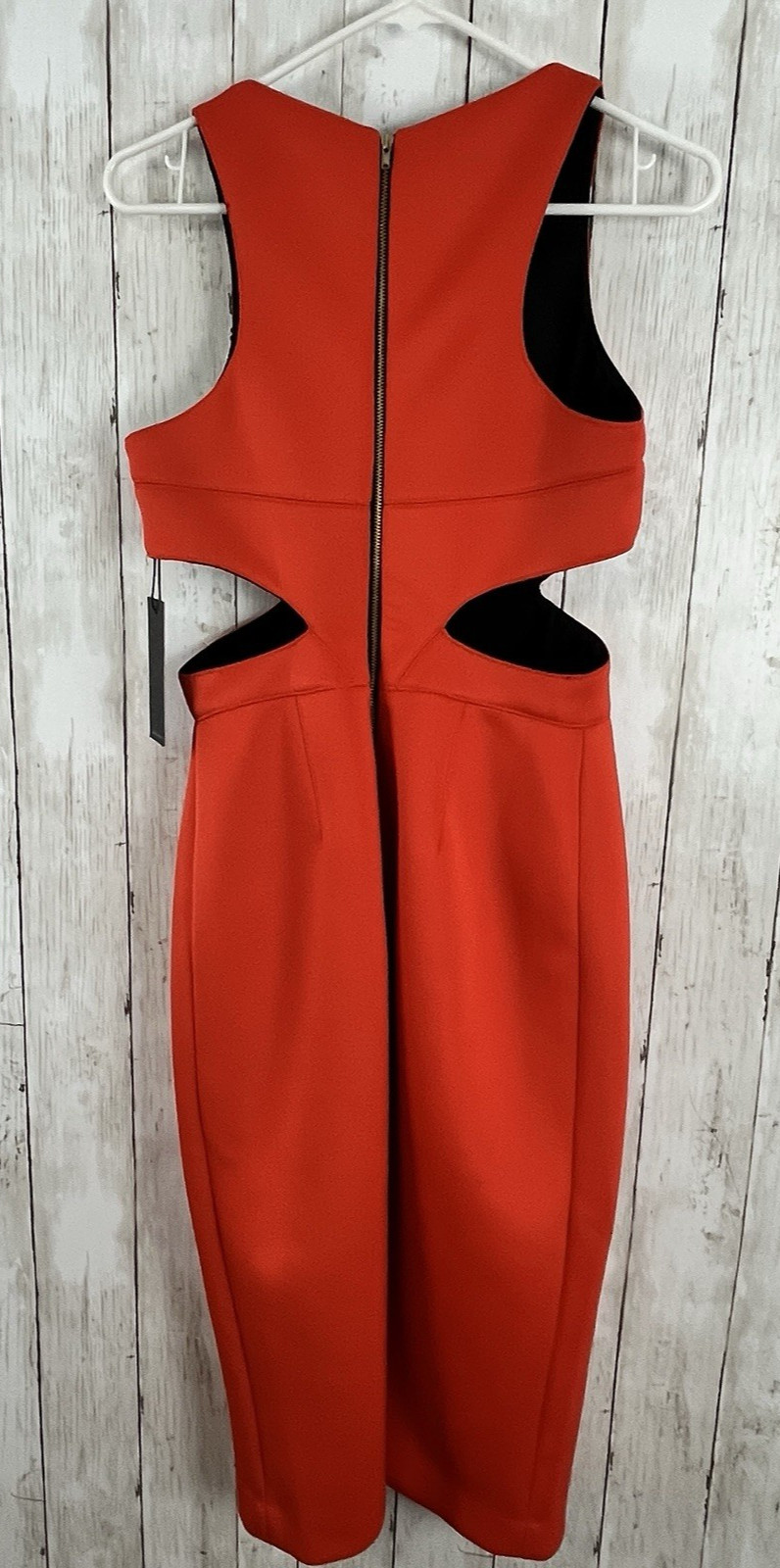 NWT Hunter Bell Porter Cutout Sheath Dress Size 8 Orange Scuba Neoprene Bodycon