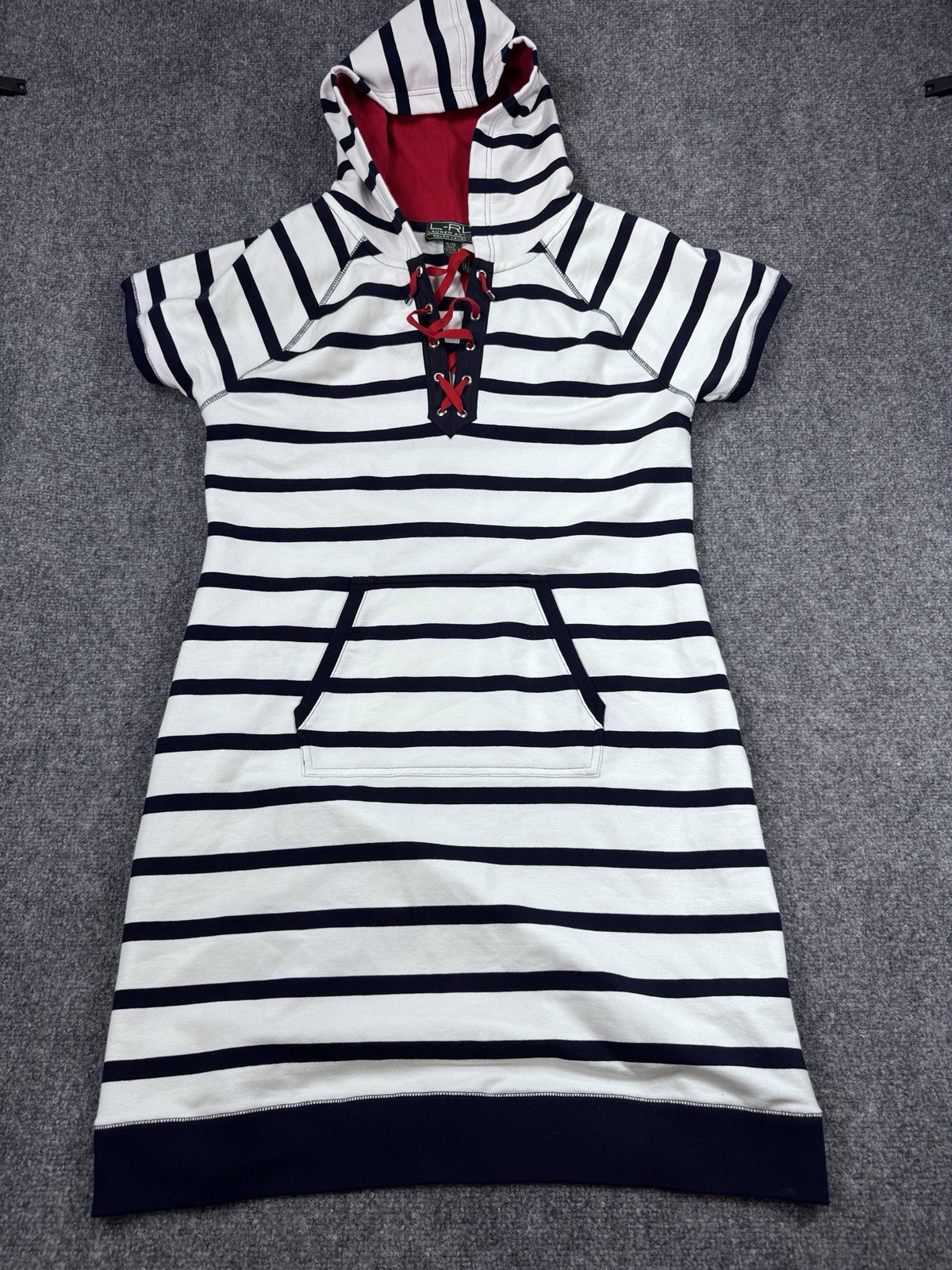 Ralph Lauren Active Hooded Dress Women’s Xlarge Navy White Striped Dress