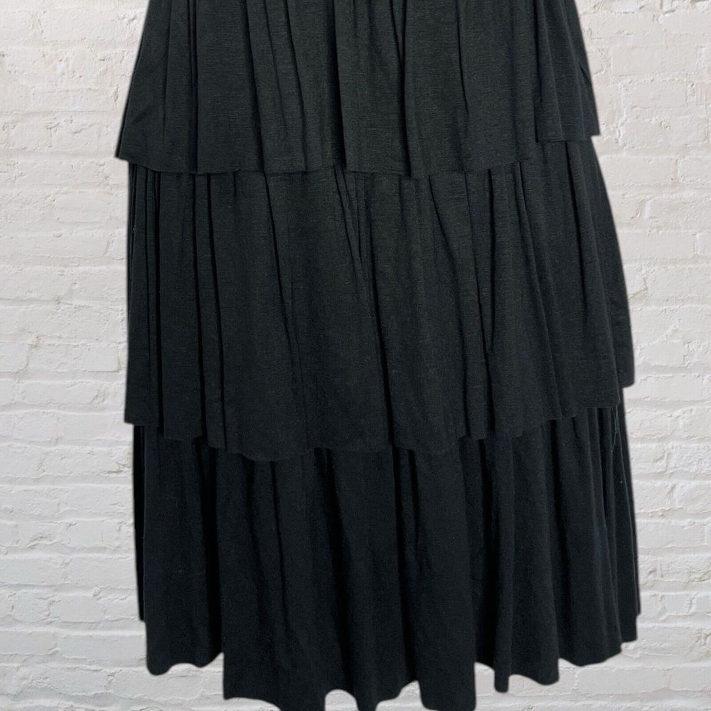 Black Rosette Neck Tiered Short Sleeve Dress Size L Juniors Whimsigoth