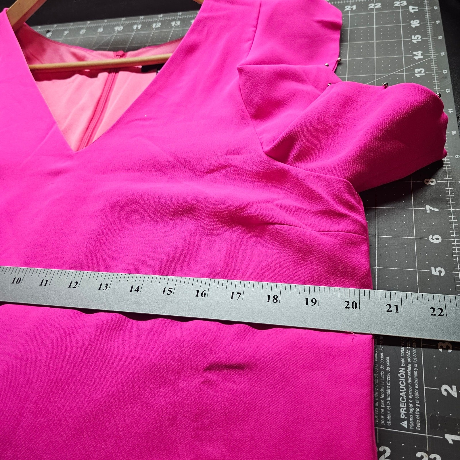 Very J Dress Womens 2X Bright Pink Ruffle Sleeve Coquette Glam Evening Business