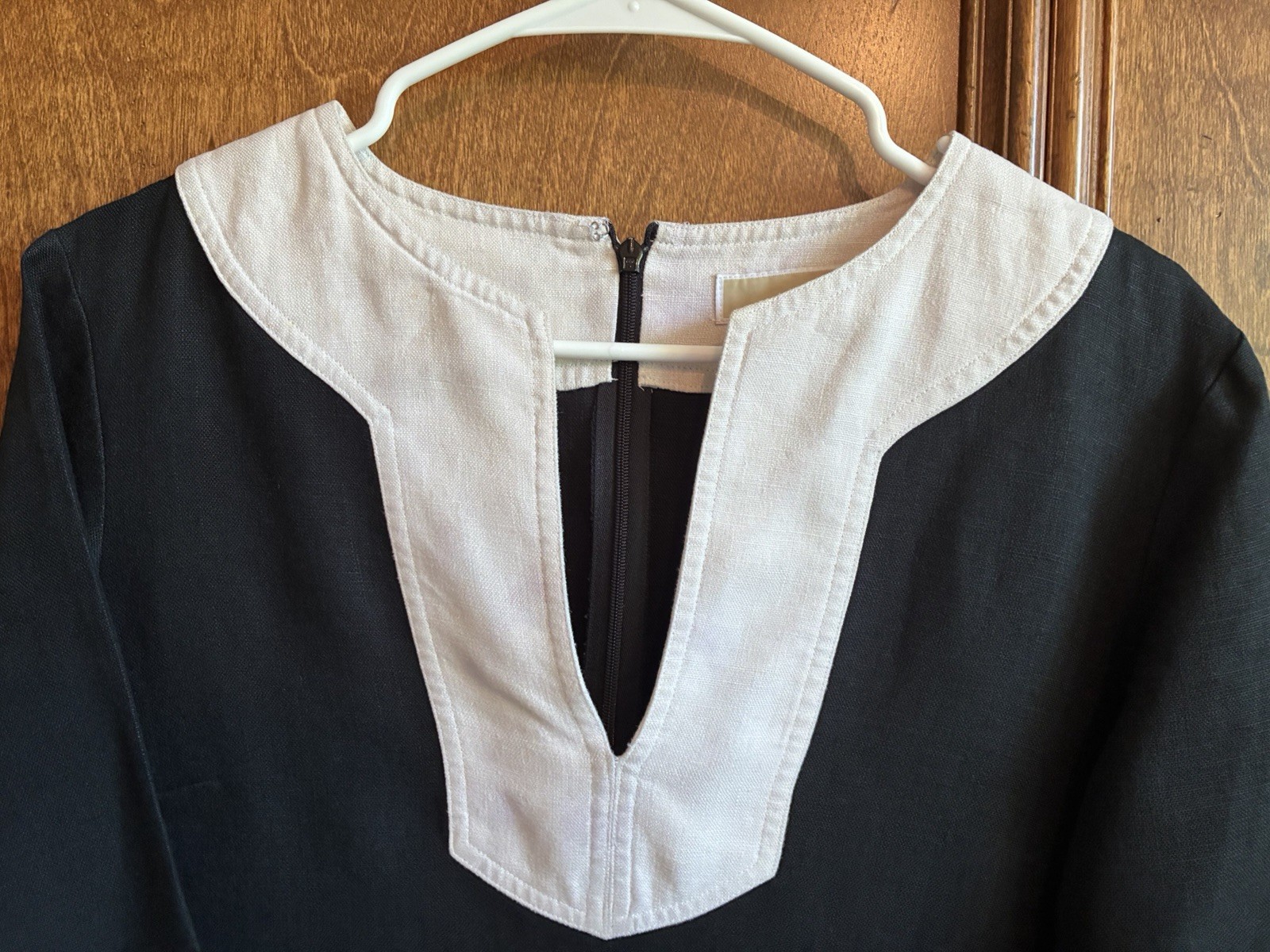 Michael Kors, Black And Ivory Short Linen Tunic Caftan Size 8