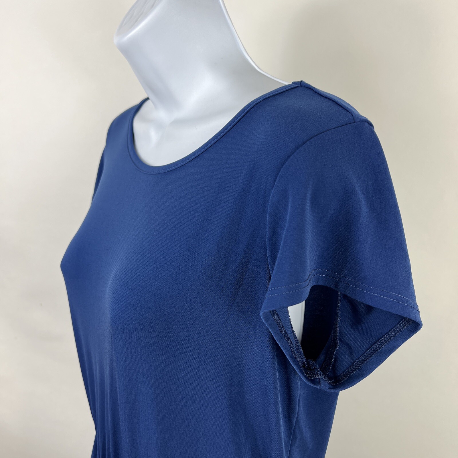 Elementz Pencil Dress Women’s Medium Short Sleeve Blue Ruffle Polyester Blend