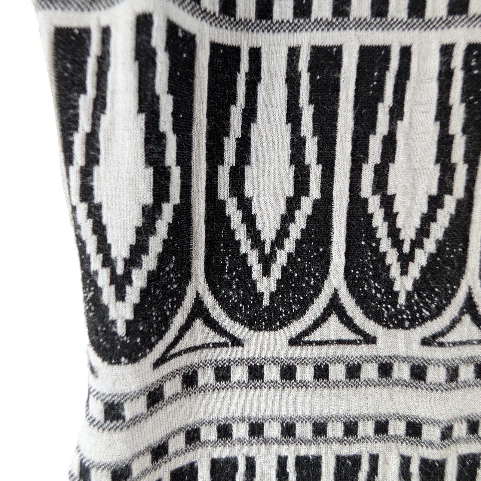 Joseph Ribkoff Sweater Dress Womens Size 8 Black White Knit Pullover Bodycon