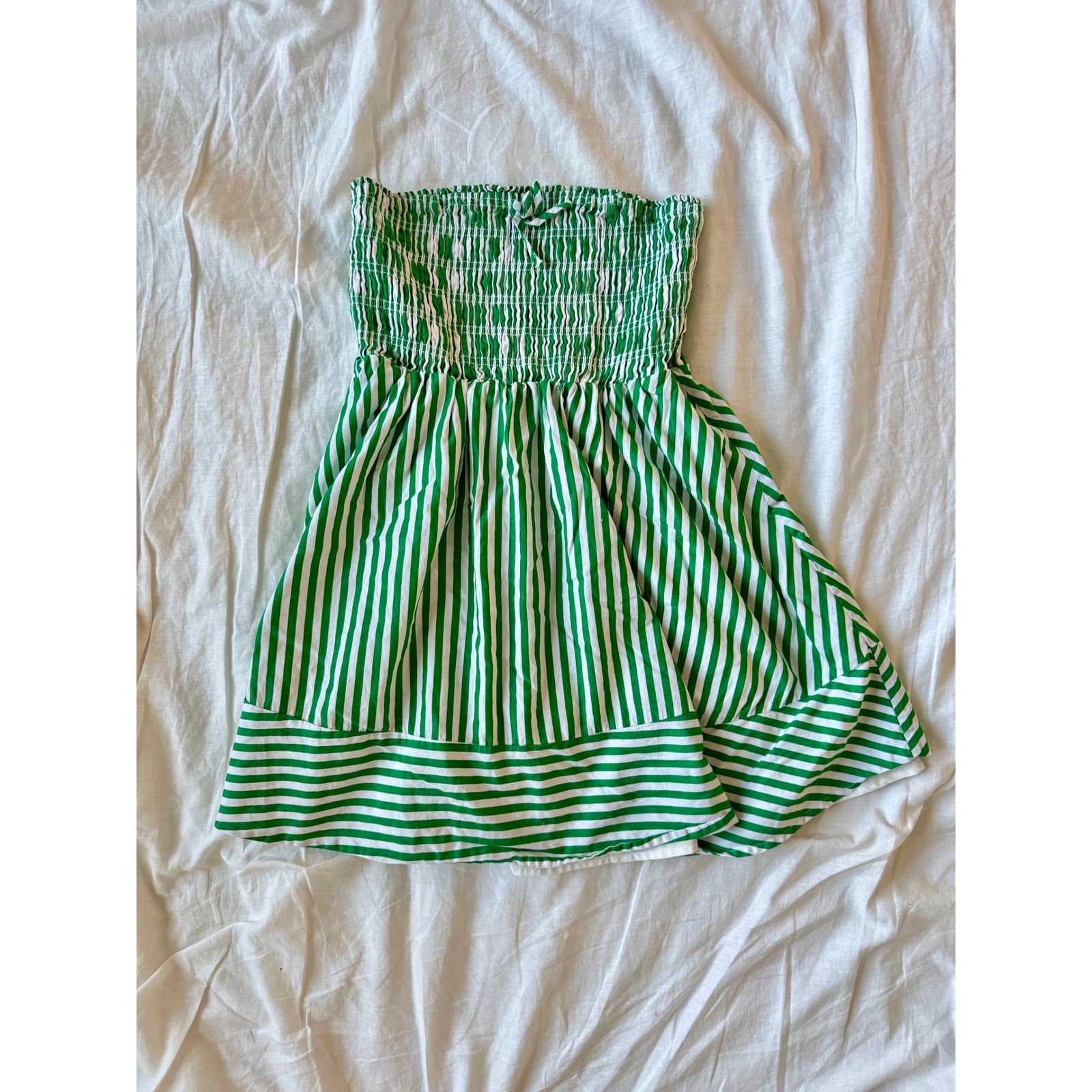 Altar’d State Strapless Mini Dress Women’s Size Large Striped Green and White