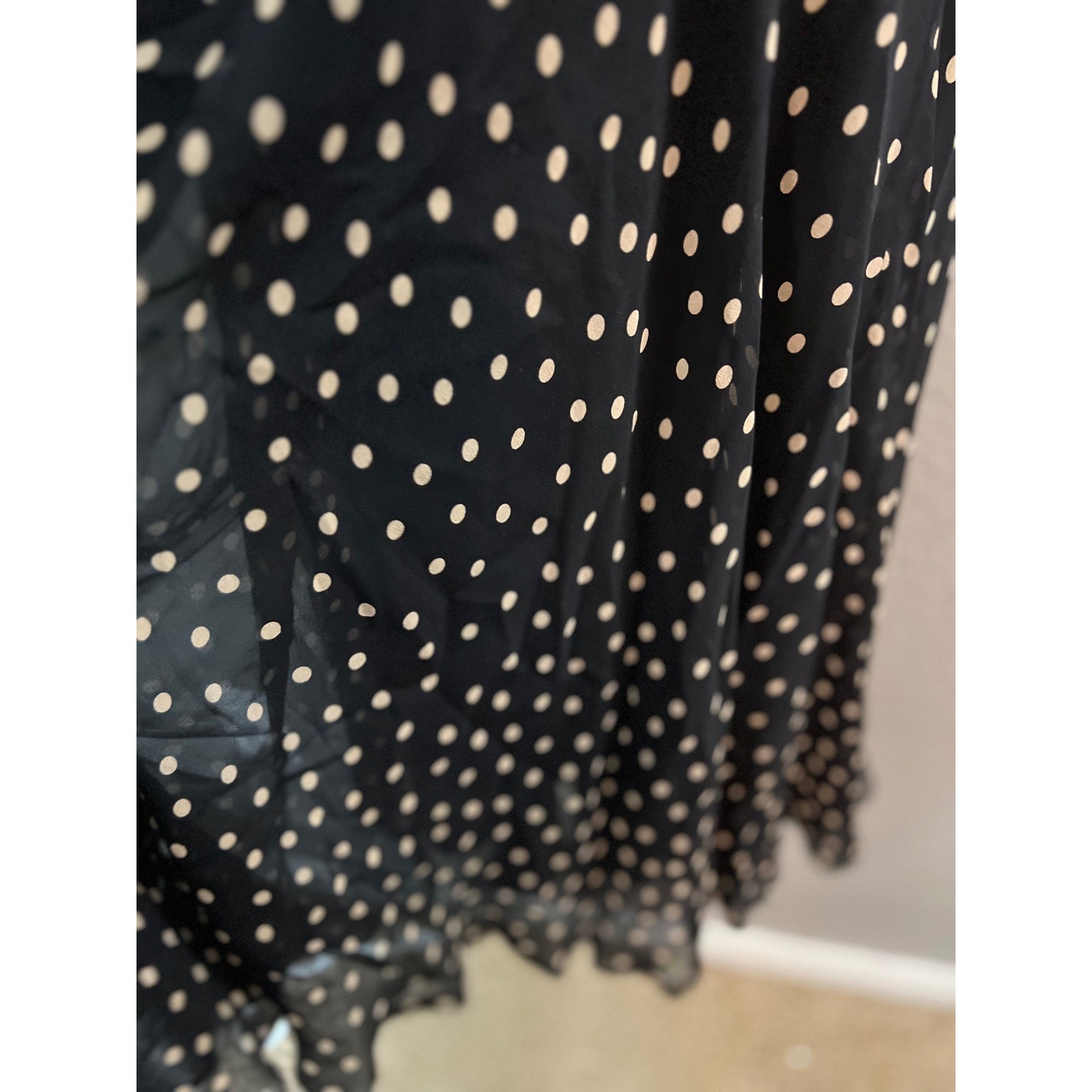 Silk Polka Dot Halter Dress SZ 12 Rushed Midi Party Cocktail Jones New York