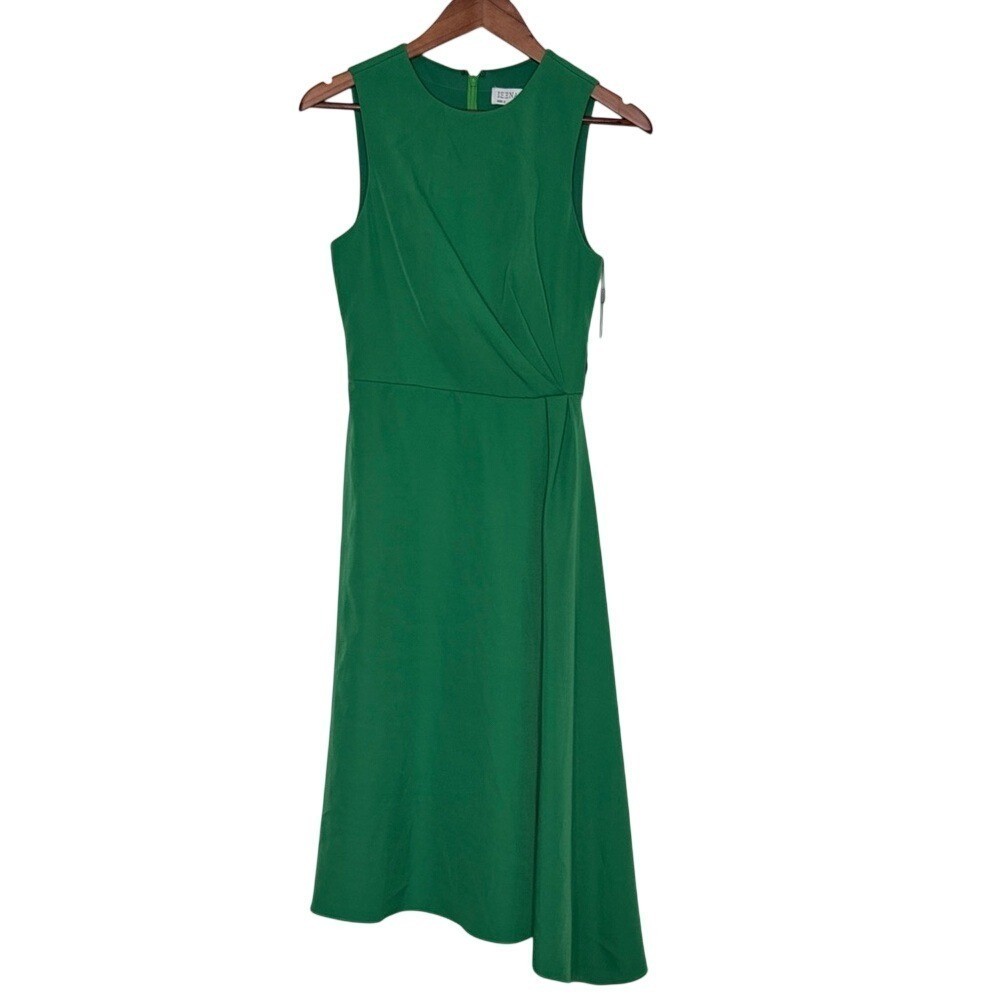 Mac Duggal Emerald Green Pleated Midi Dress Sleeveless Size 2 NWT