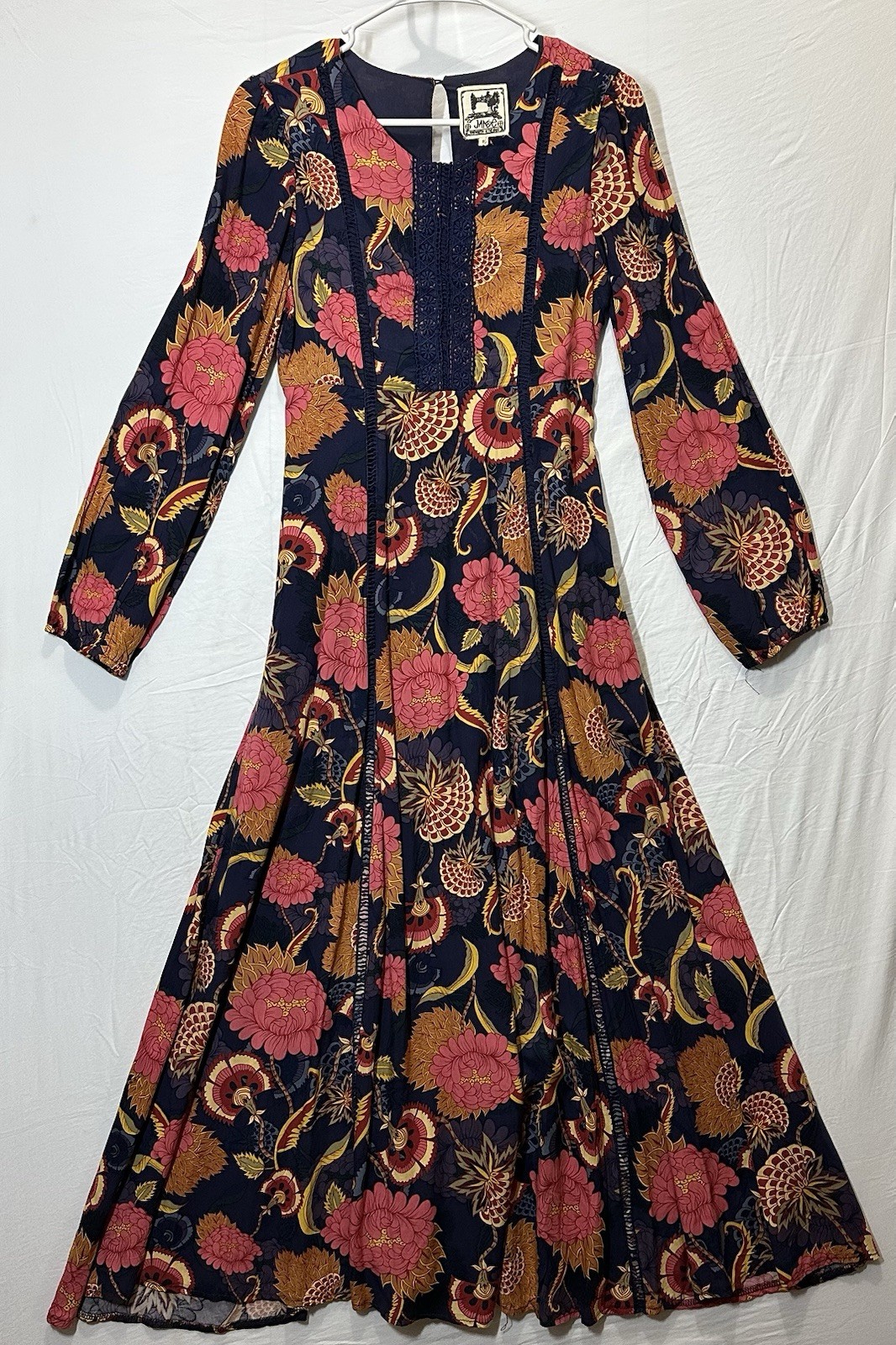 jaase maxi dress Small Navy Floral Open Back Adorable A4 Boho