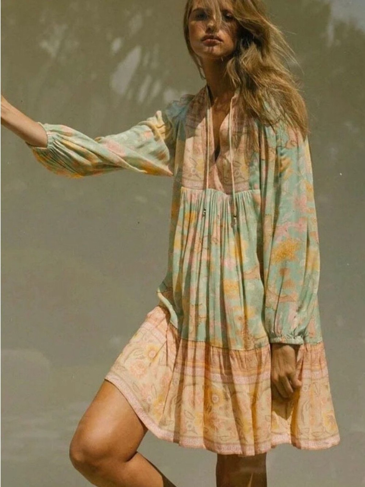 Spell Butterfly Boho Tunic Dress Botanical Mini Dress Size XS