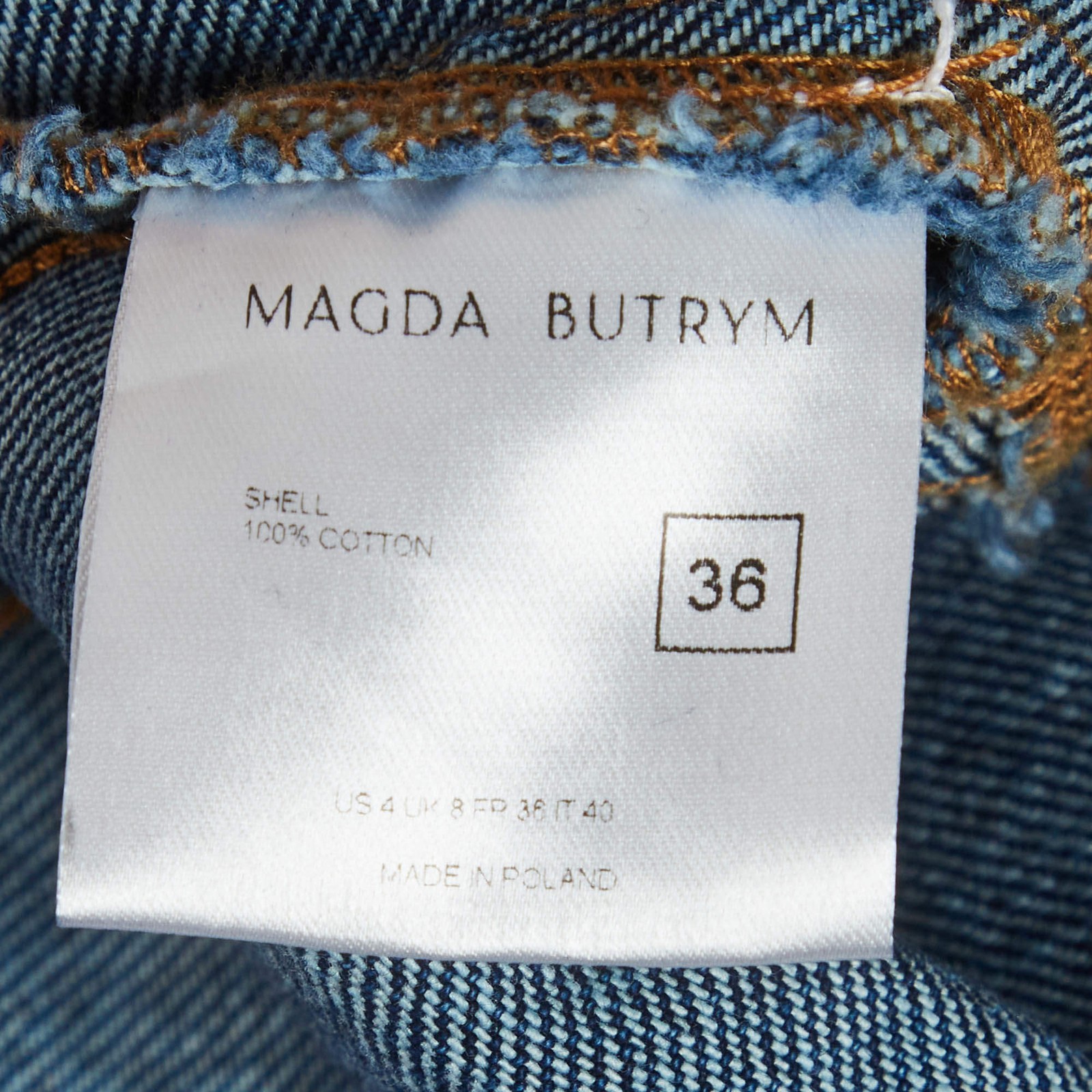 Magda Butrym Blue Denim Flared Strapless Midi Dress S