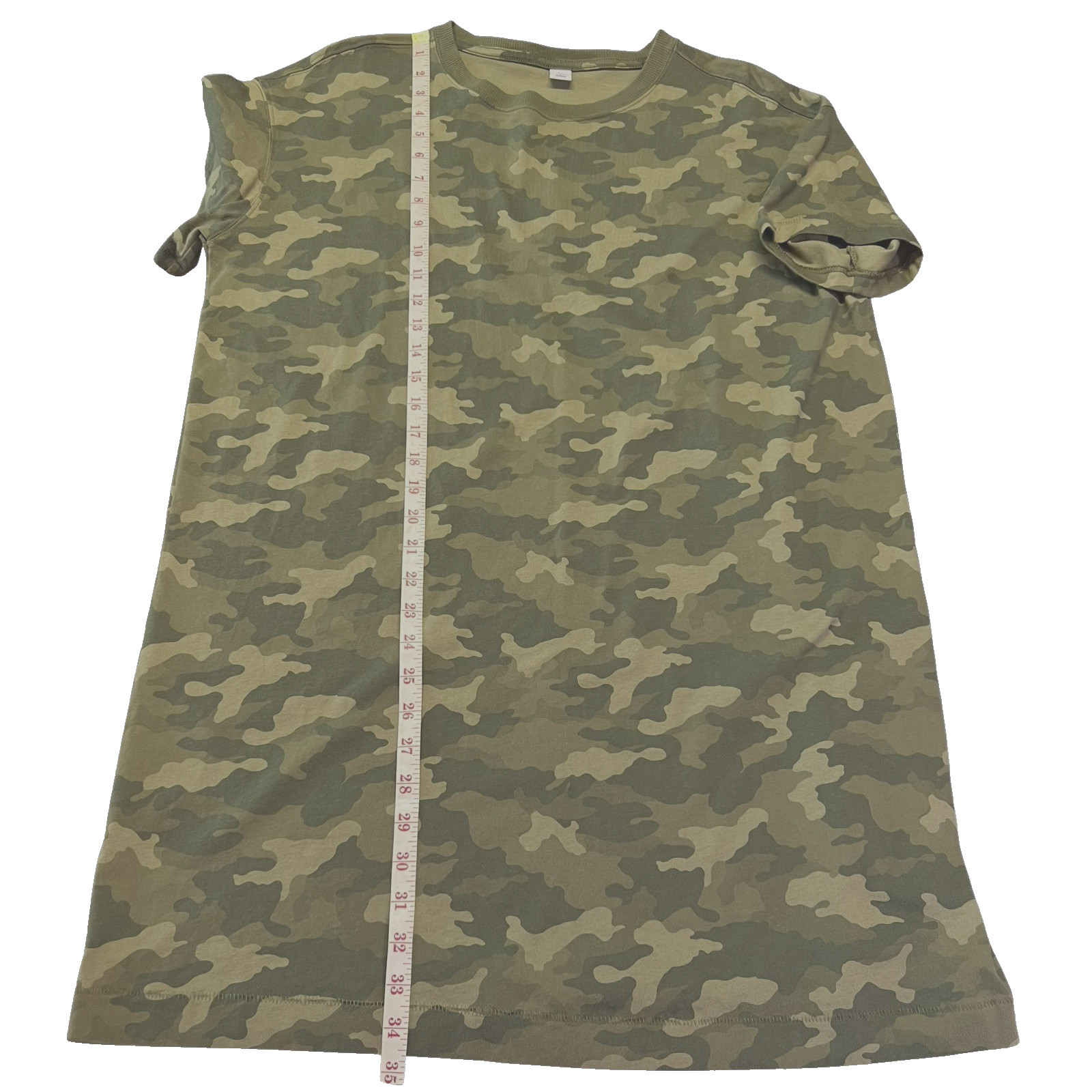 Old Navy Easy Tee Mini Women’s Cotton Green Camouflage T Shirt Dress Size Large