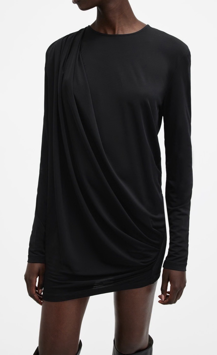 New ALLSAINTS DEVIN DRAPED MINI DRESS In BLACK SIZE US 6 $198