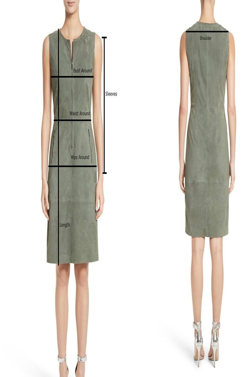 Women’s Genuine Lambskin Leather High Neck Dress