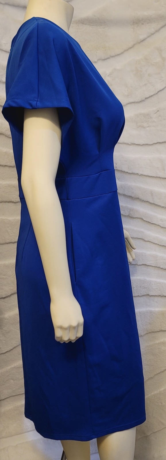 Jasambac Size Large Blue Bodycon Pencil Dress Office Pocket Belt Career
