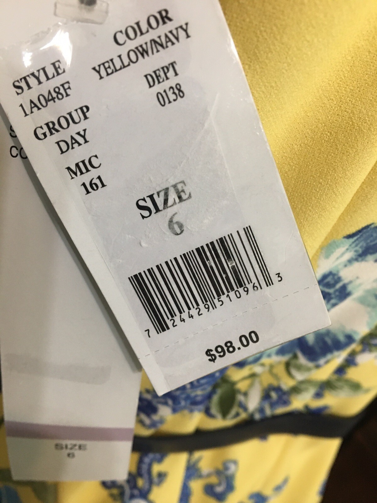 NWT Leslie Fay size 6 yellow blue white floral sleeveless fit and flare dress