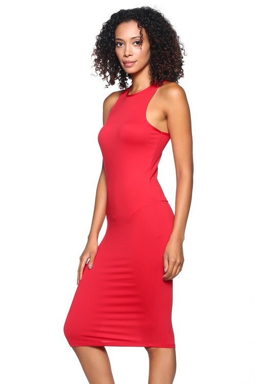 Bodycon Racerback Clubwear Solid Basic Sleeveless Midi Tank Dress 904 Size Small