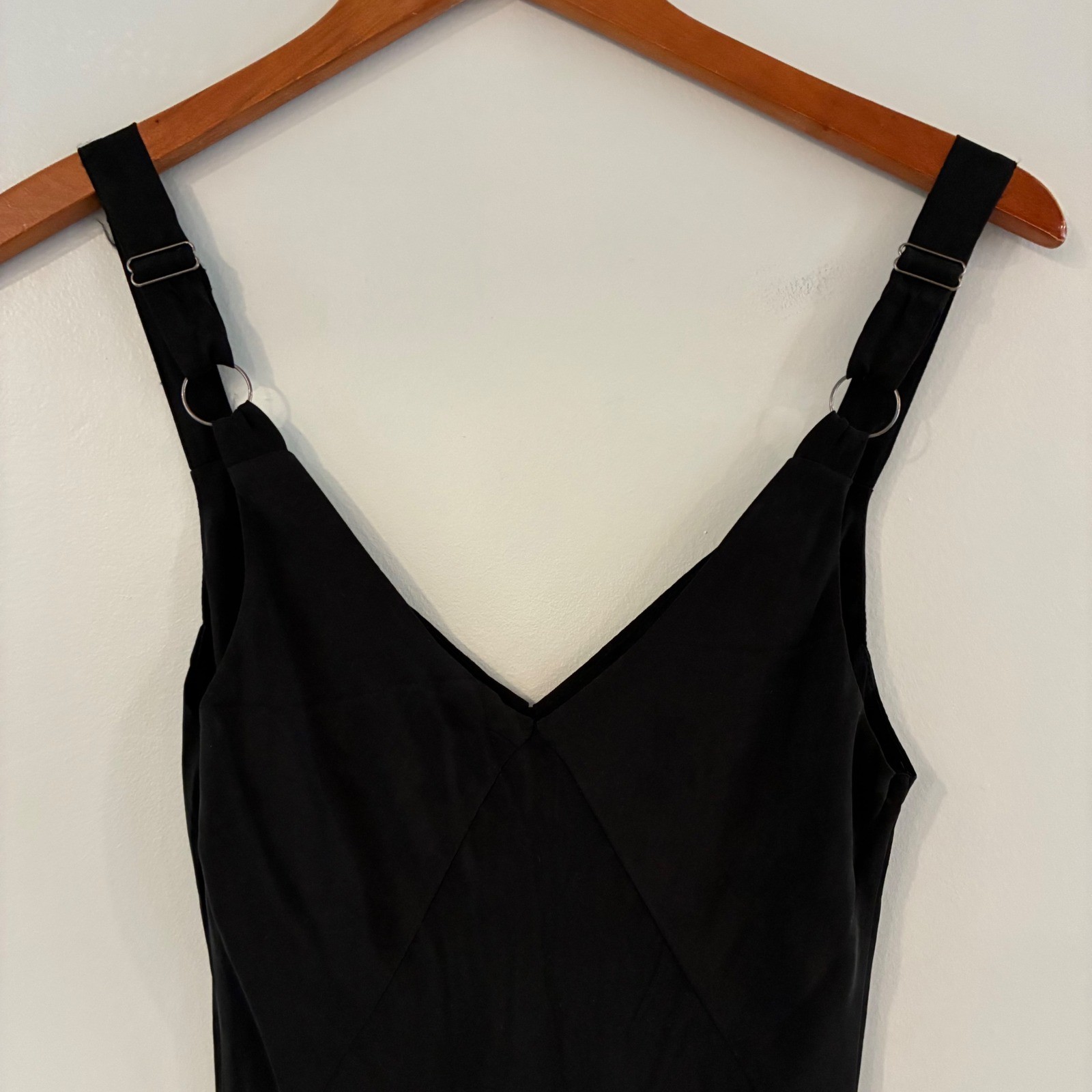 Billy J Maxi Slip Dress 8 Black Minimalist Silky Cocktail Chic Fluid Elegant LBD