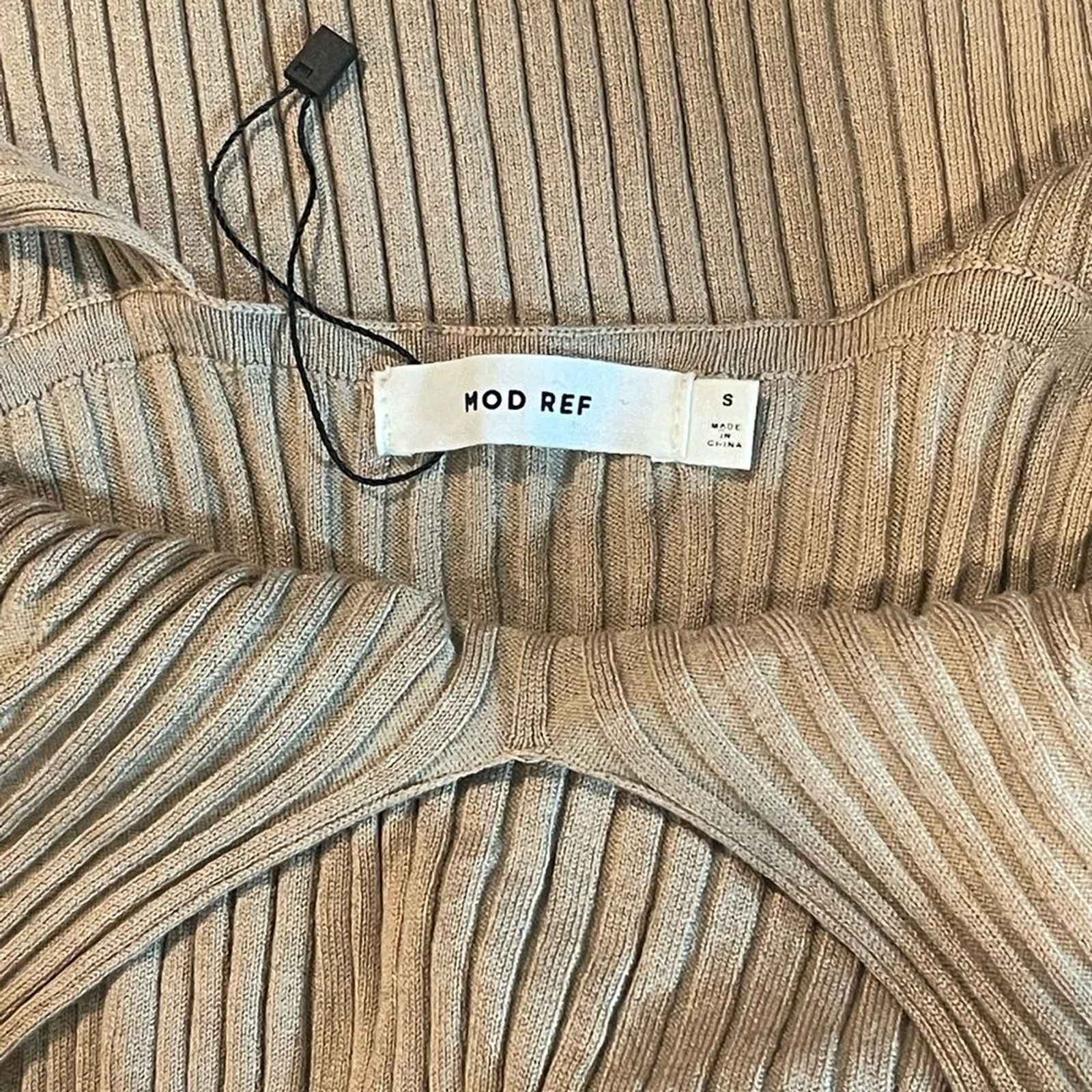 Mod Ref ribbed sleeveless maxi dress, tan, size Small