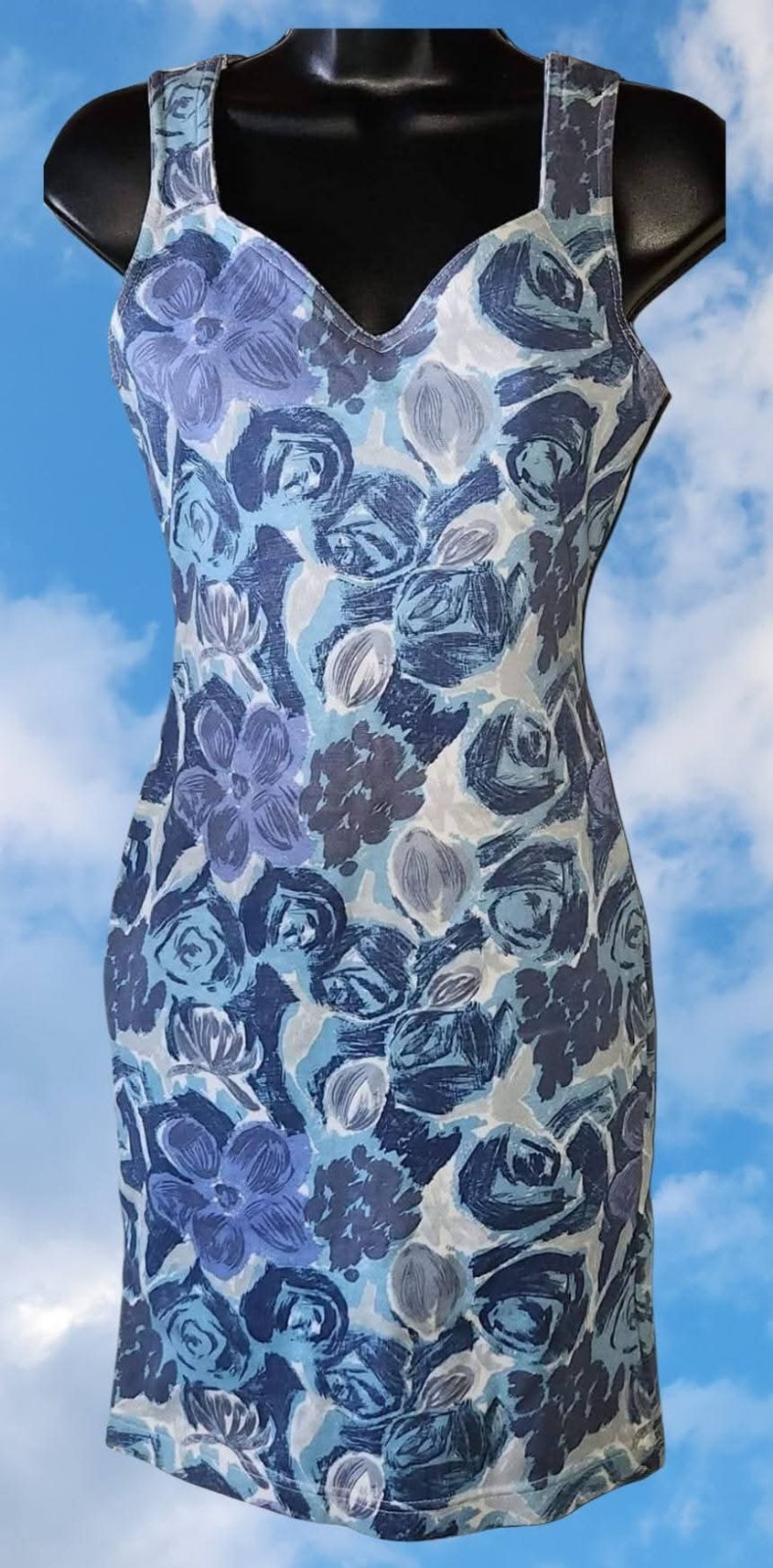Hot!🔥Vintage 90s Floral Knit Mini Dress Bodycon By One Step Up Sz M Excellent!