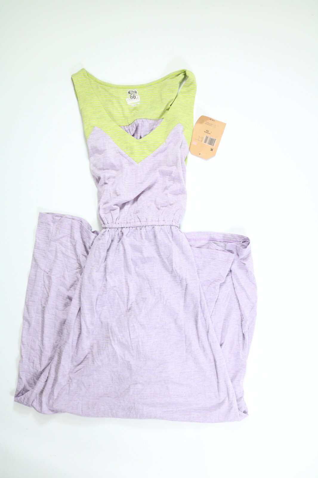 Women’s Route 66 Lavender Lime Stripes Sleeveless Dress XS NEW! NWT
