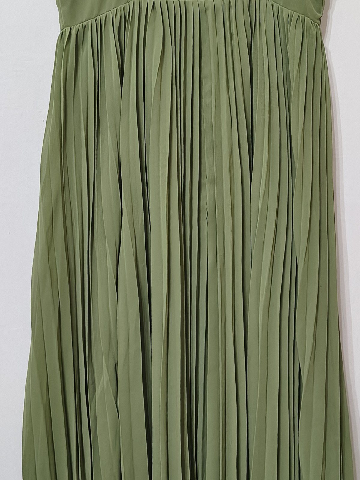 Green Pleated Evening Dress