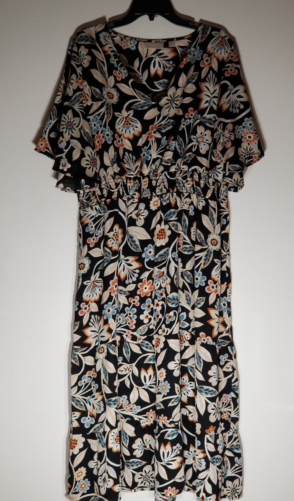 Belle Boho By Kim Gravel Floral Dreams Tiered Flutter Sleeve Dress Size XL