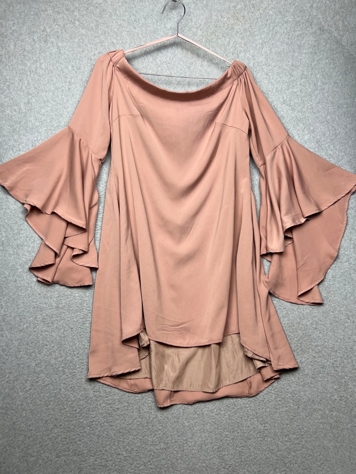 Runaway The Label Off The Shoulder Shift Dress Mauve Size L / 8 Flare Sleeve*