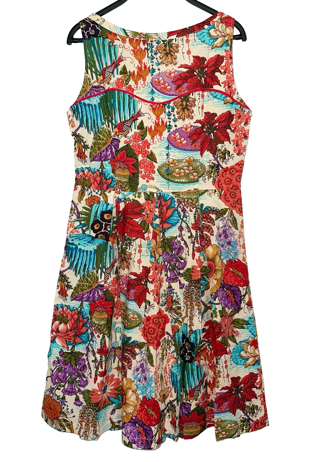 New NWT APSARA Size Medium Sleeveless Dress Boho Floral Birds Garden Summer