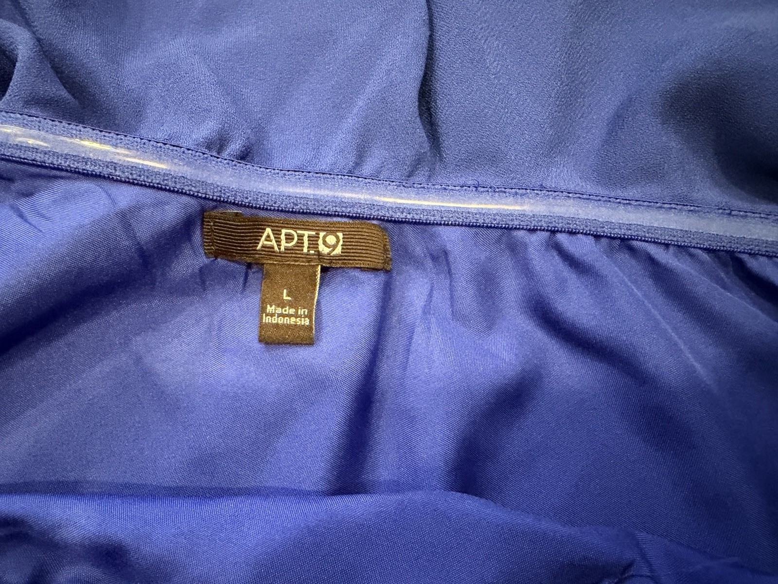 Apt. 9 Blue Solid One-Shoulder Ruffle Shift Knee-Length Dress Sleeveless L