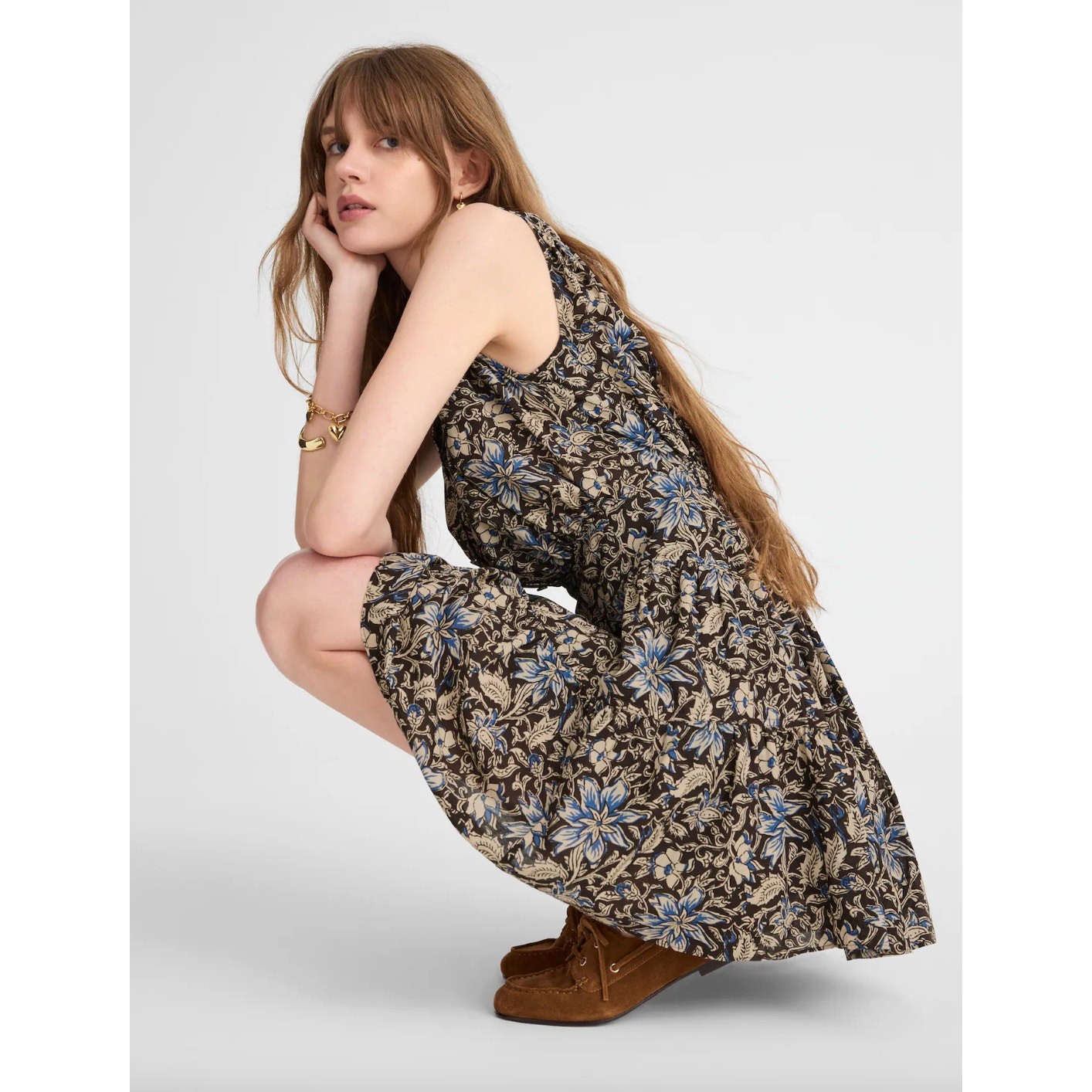 Madewell Gathered Button Front Mini Dress Floral Dark Carob Boho Cottage XS NWT