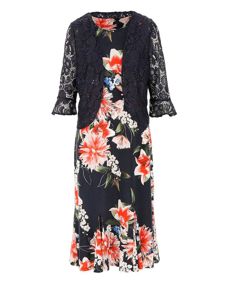 Julipa Women’s Floral Dress and Jacket 39 Inches UK 30, US 26, EUR 58
