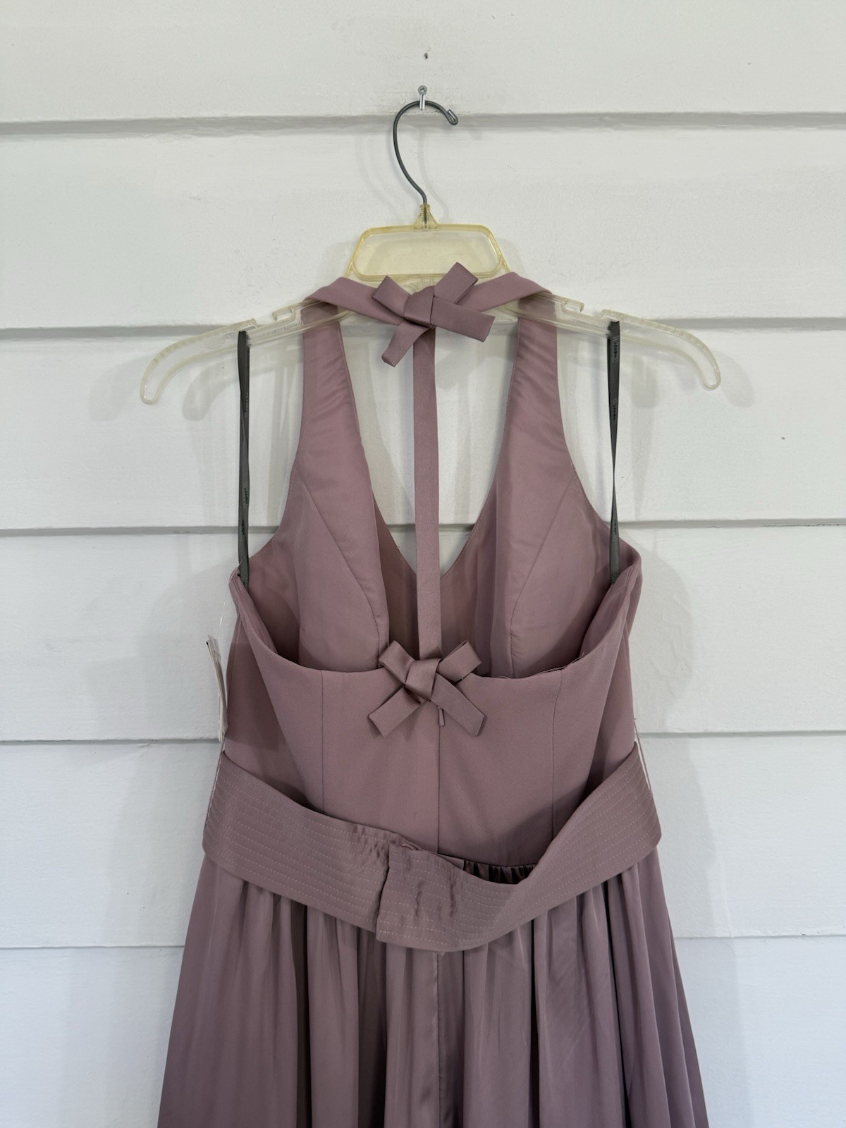 VERA WANG WHITE Size 6 V-Neck Halter Maxi Dress Gown Satin Charmeuse Blush