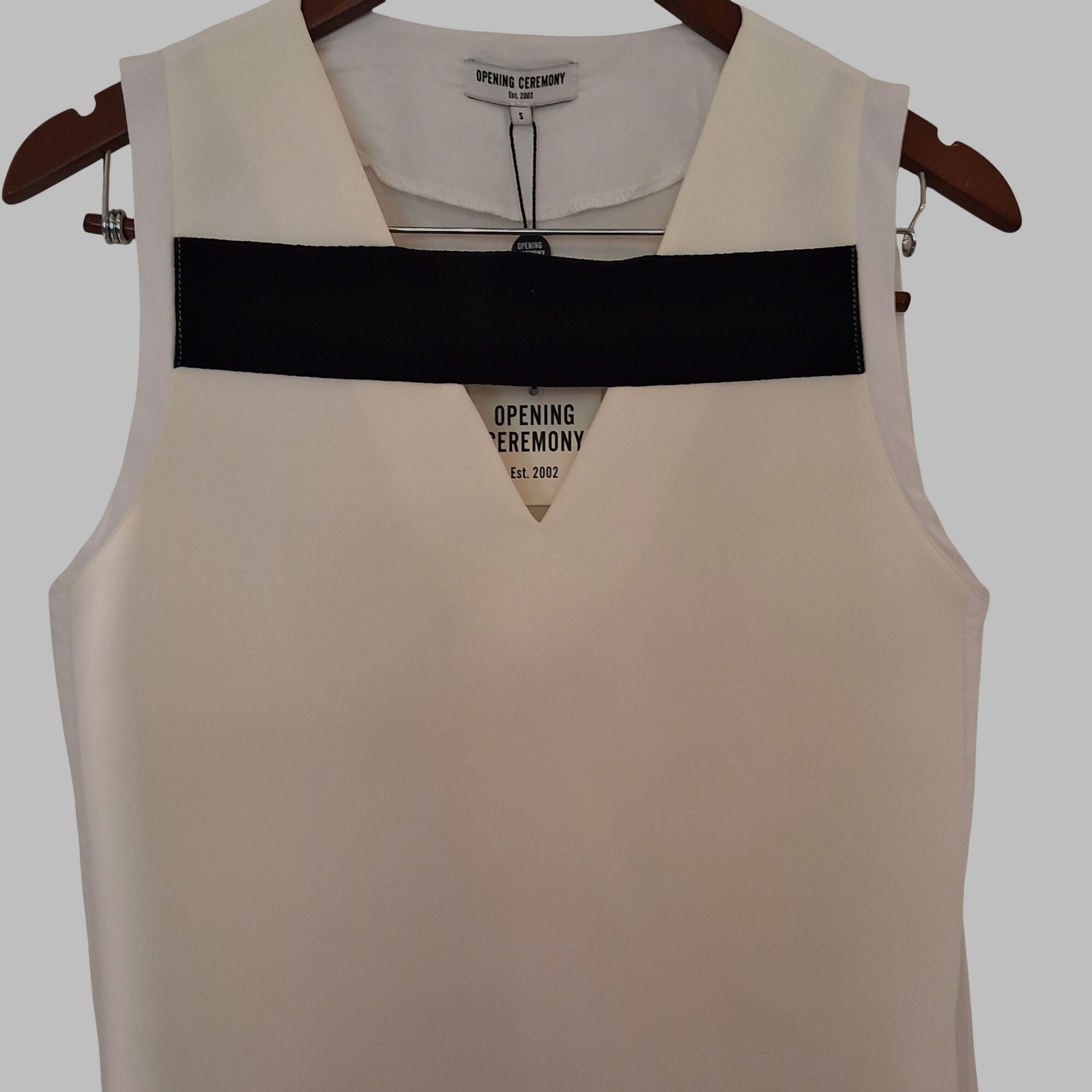 Opening Ceremony Sleeveless Contrast Midi Dress White With Black Chest Accent S