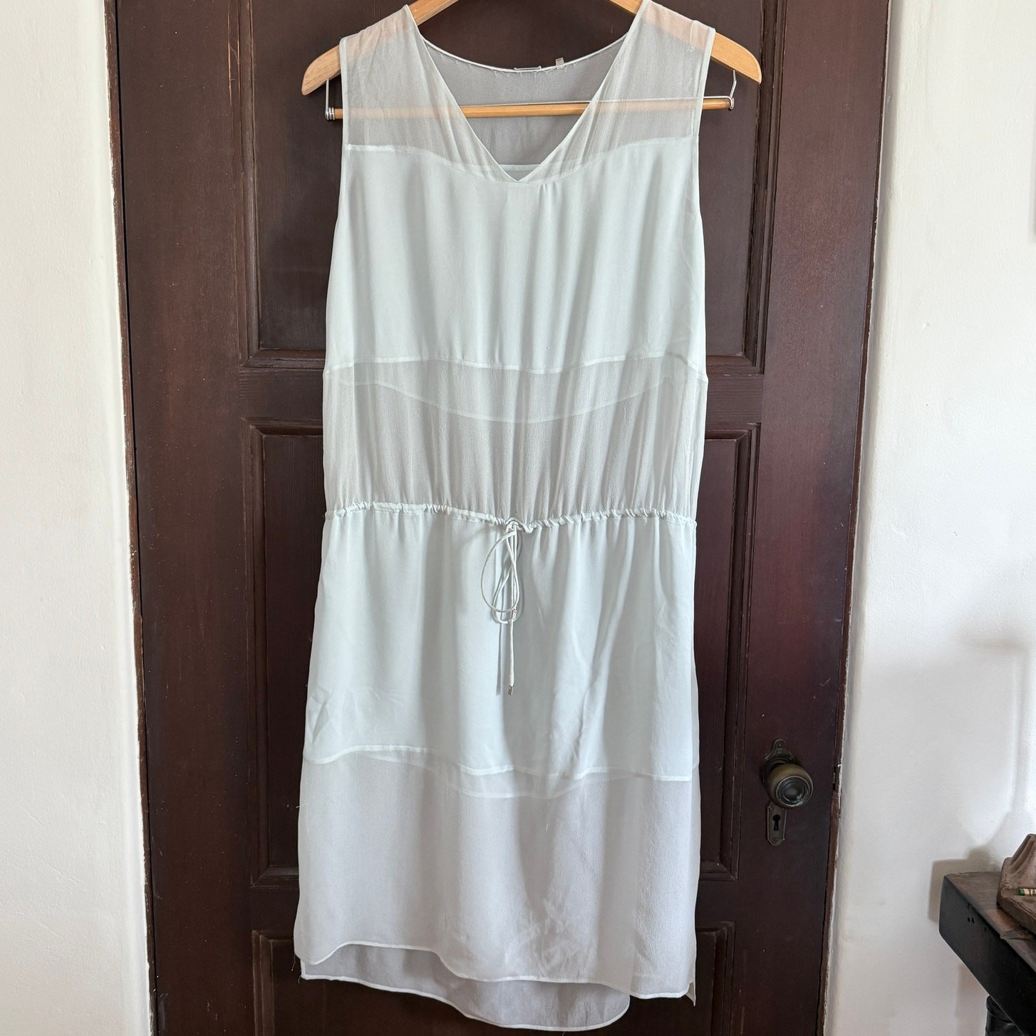 ELIE TAHARI | Sea Foam Green Silk Chiffon Sheer Drawstring Waist Swim Cover Up
