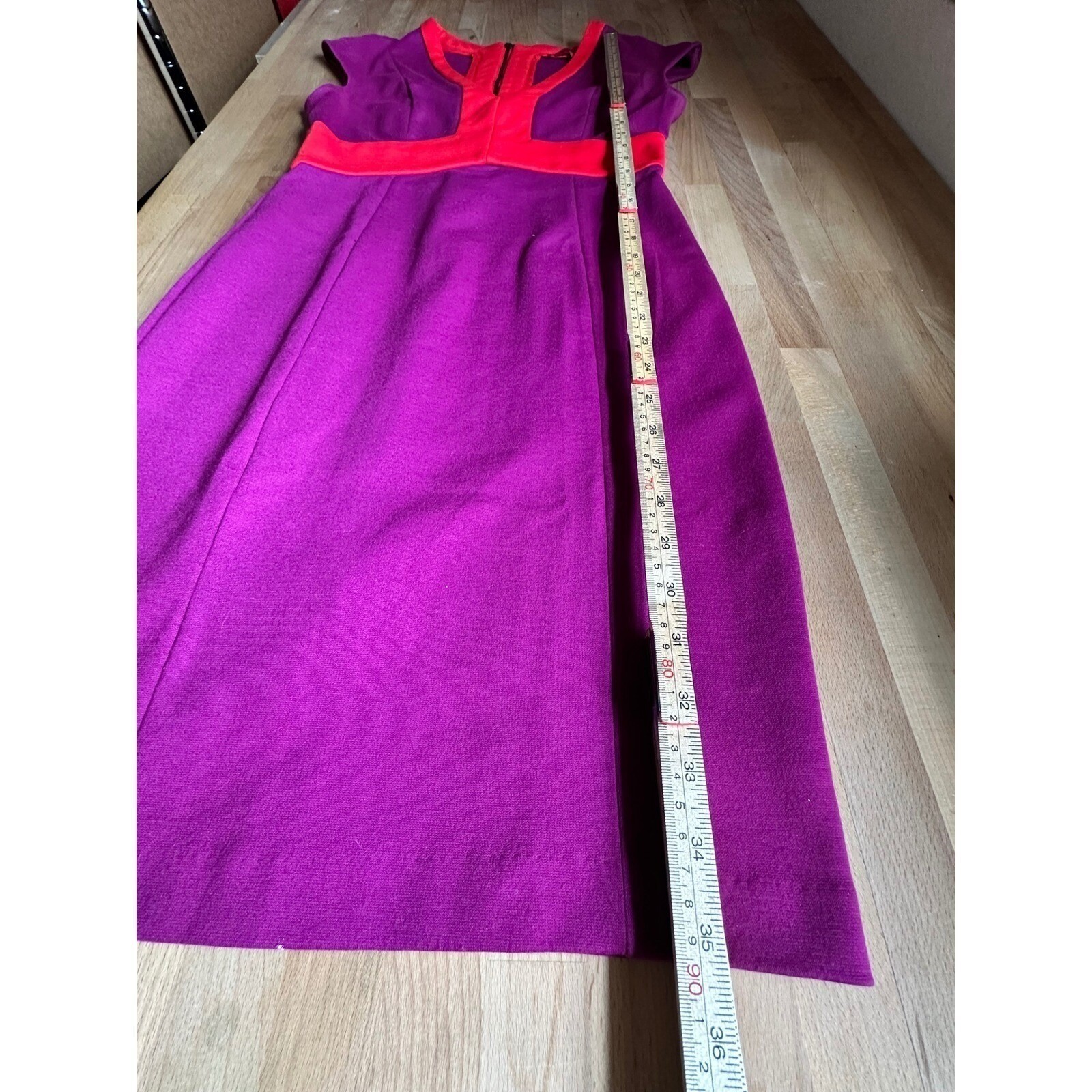 Narciso Rodriguez Purple Red Colorblock Cap Sleeve Pencil Dress Women’s Size XS