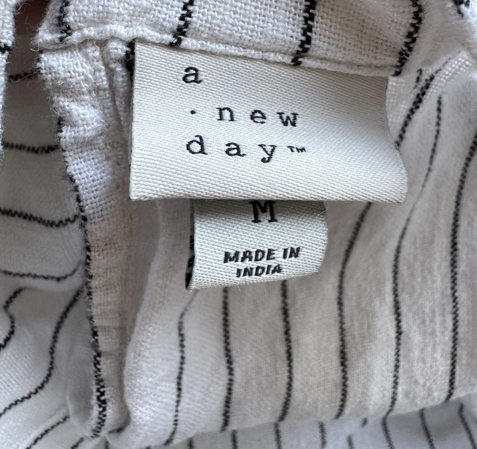 A New Day Linen Blend Sleeveless Shift Dress Women’s Medium Black White Stripe