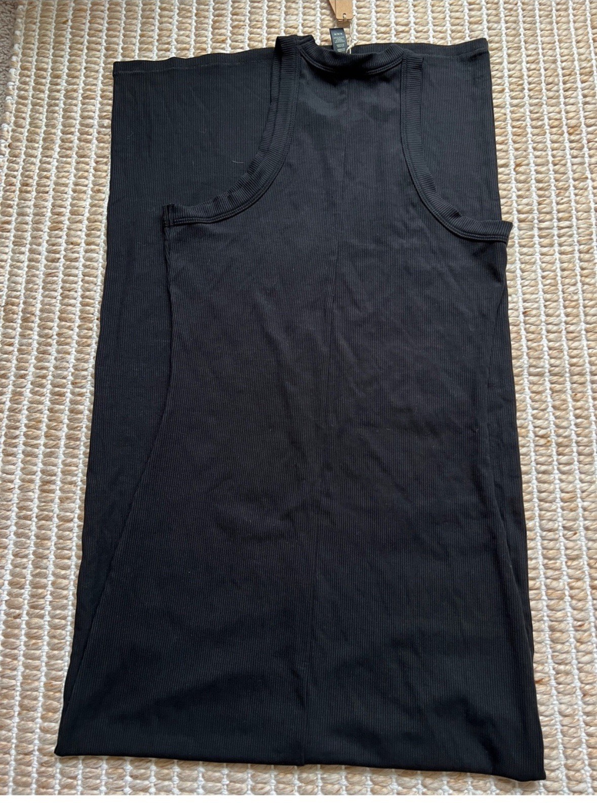 SKIMS Soft Lounge High Neck Ribbed Cotton Stretch Long Dress Black Women M