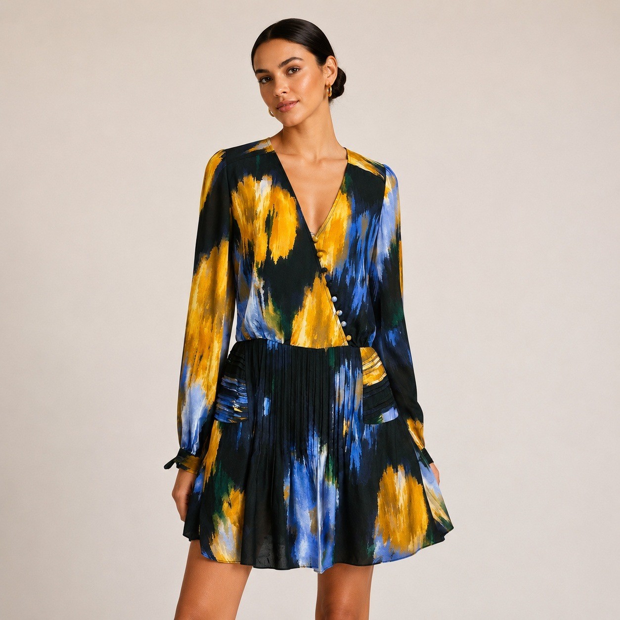 Marie Oliver Vera Silk Mini Dress Floral Pleated Perigold Spring Wedding Guest