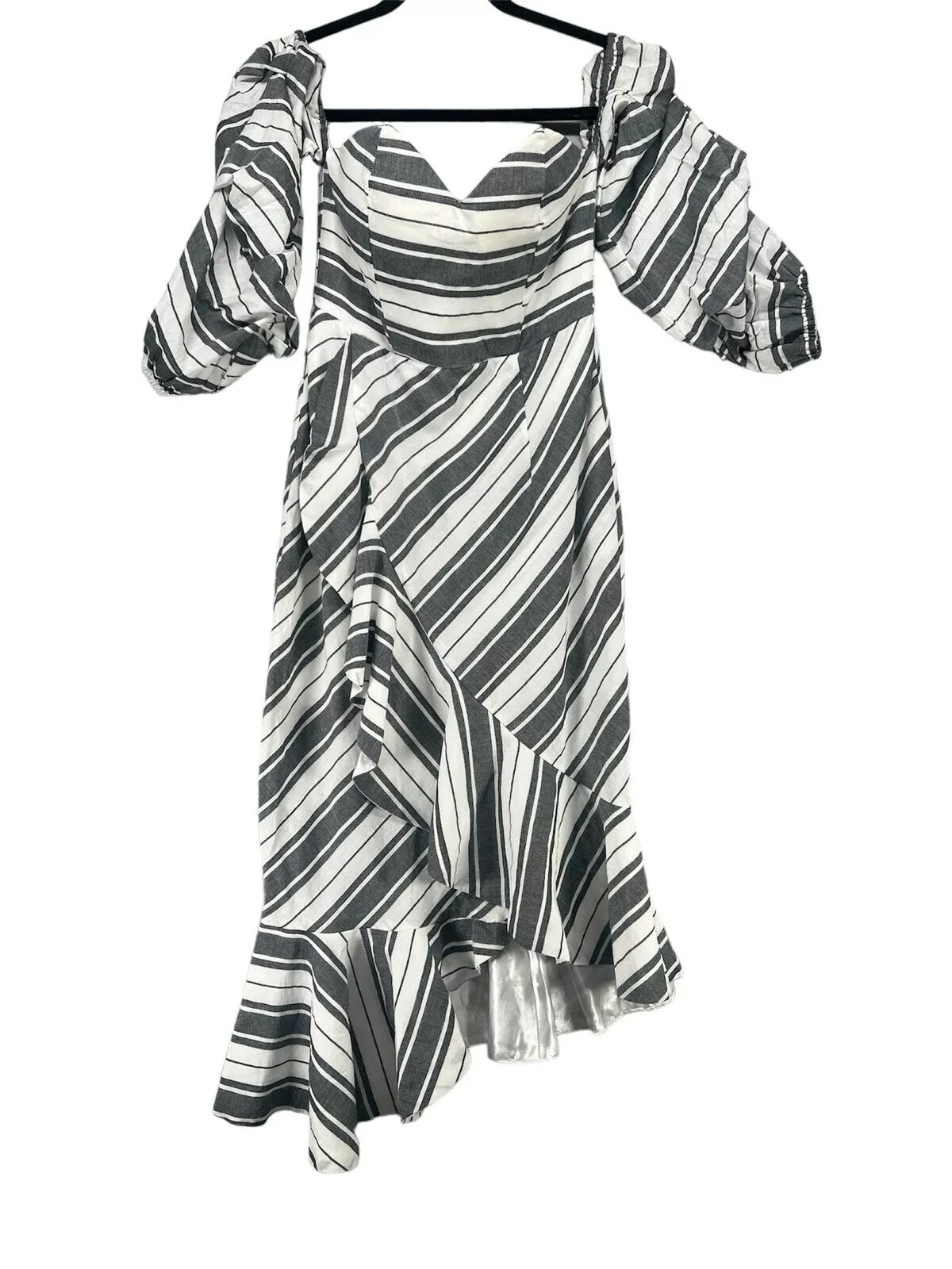 L’atiste by Amy Dress Womens S White Blue Off Shoulder Coastal Mediterranean