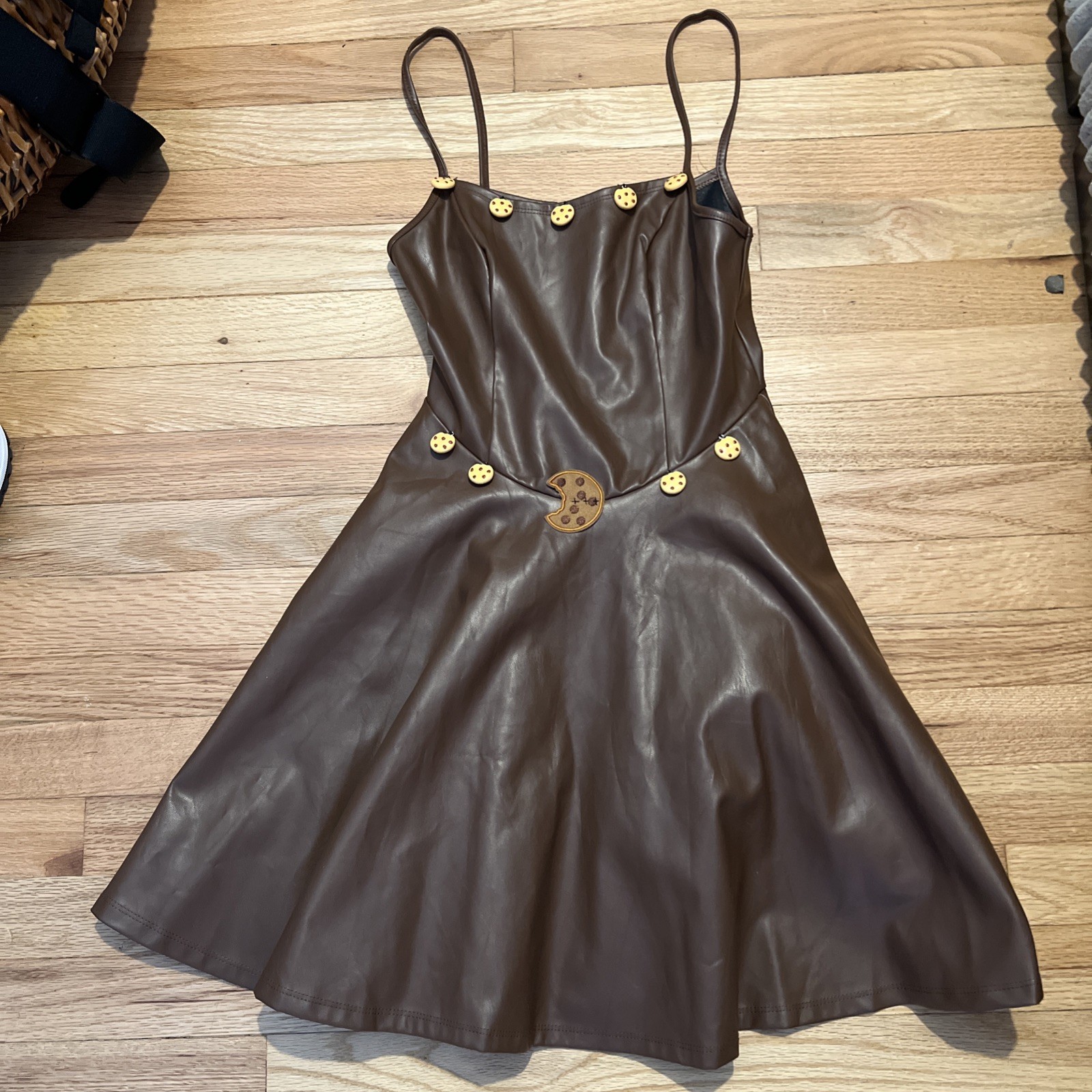 SHEIN Synthetic Leather Crown Cookie Dress Women’s Extra Small Petite Mini
