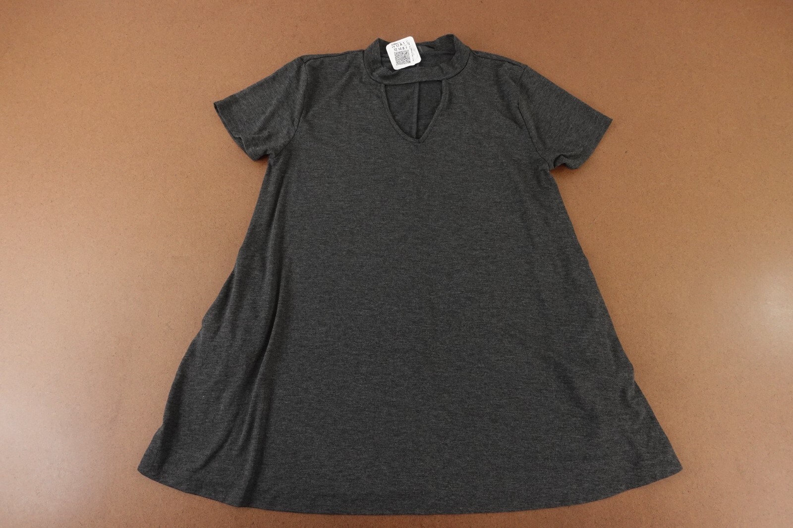 Shiela Rose Womens Large Charcoal Short Sleeve Cut Out T-Shirt Swing Dress NWT