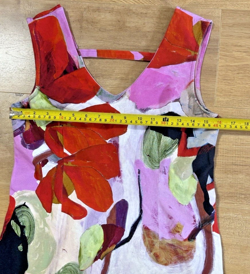 Dolcezza Rouge Abstract Floral Shift Dress Sleeveless Pink Red Est. Small