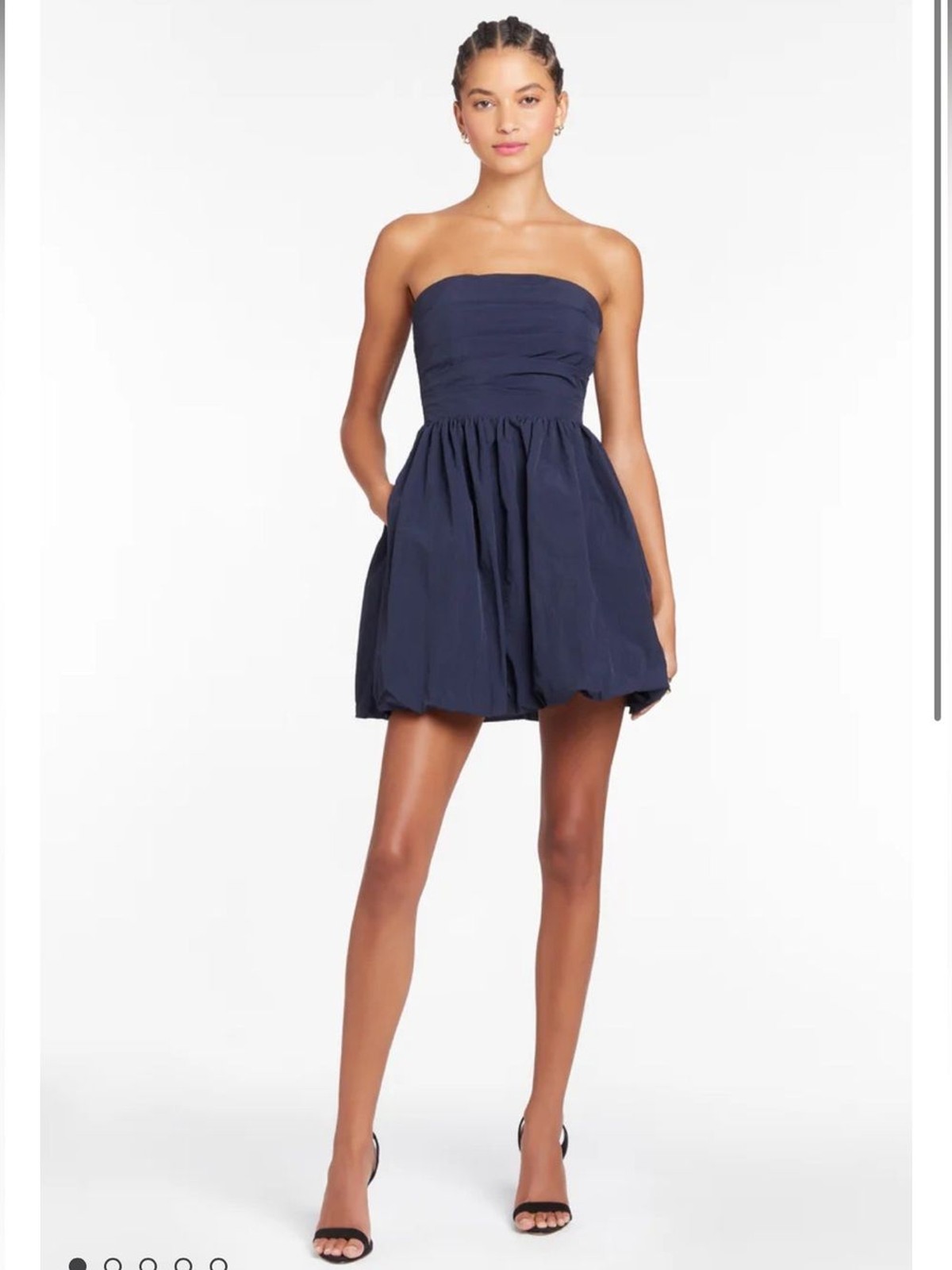 Amanda Uprichard Navy Oscar Strapless Mini Dress Size Medium Bubble Hem