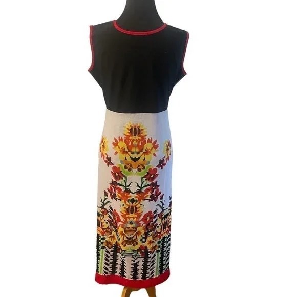 Artistic Multicolor Custom Jeweled Floral Women’s Orchids Side Slits Dress