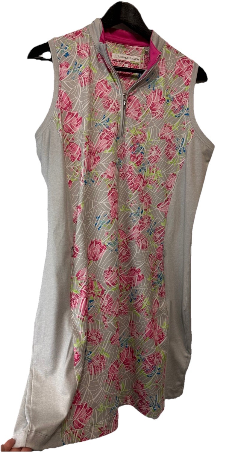 Pebble Beach Golf Dress Dry Luxe Sleeveless White Coastal Resort Size L